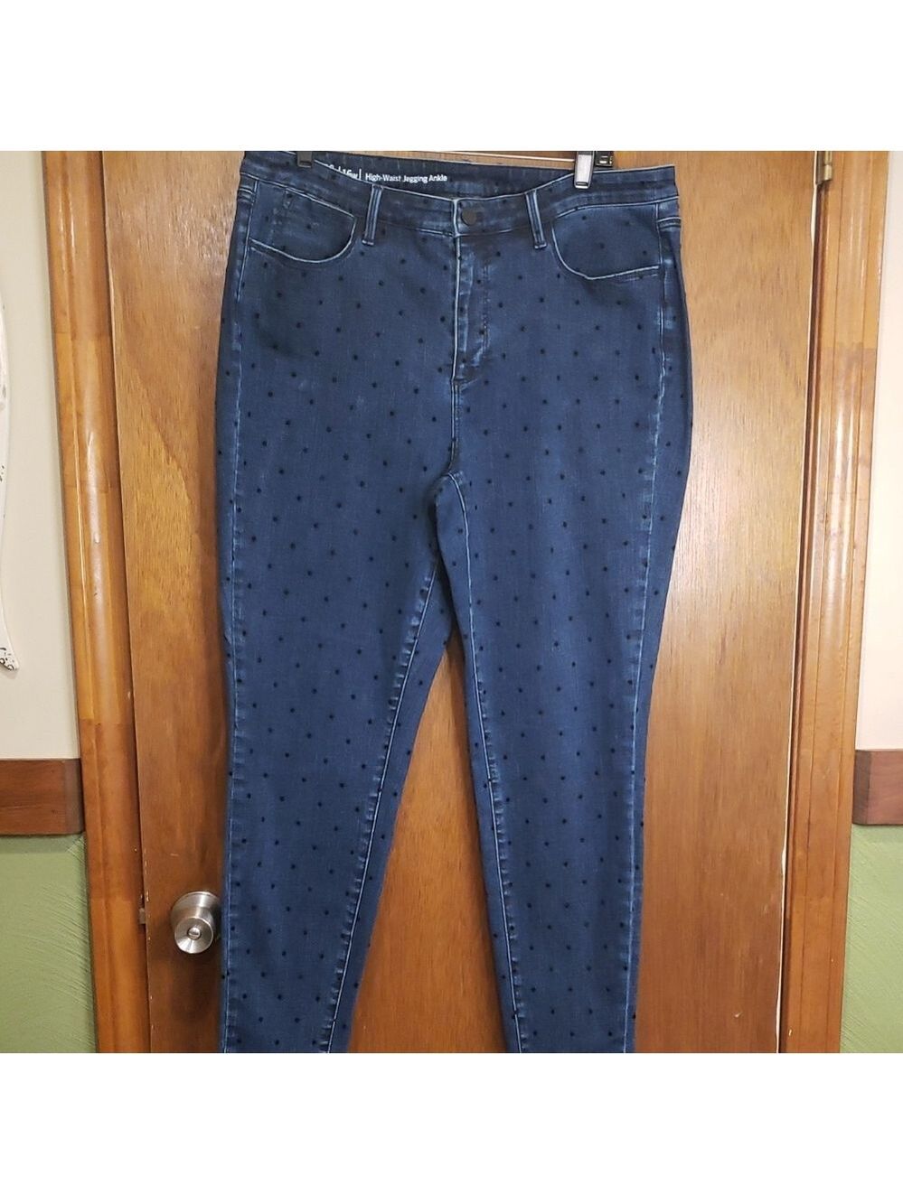Talbots Dark Blue With Velvet Black Polka Dot High-Rise Jeggings